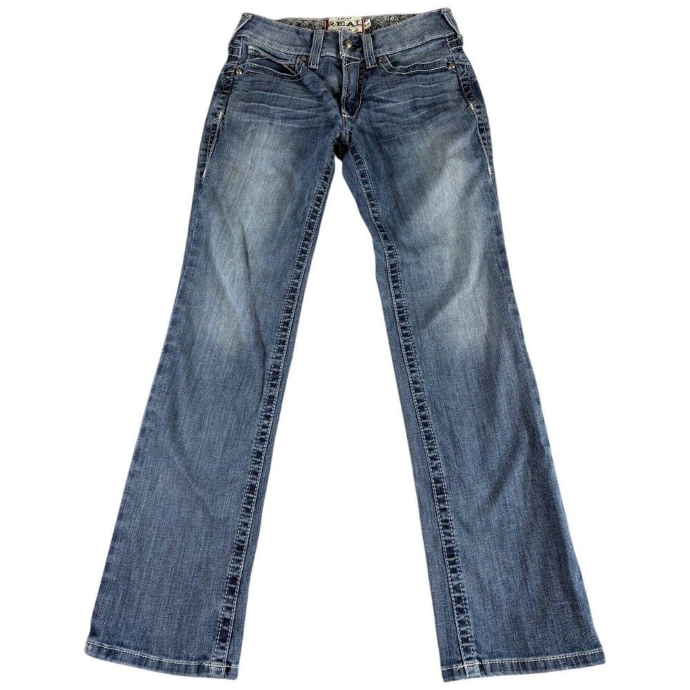 Ariat REAL Jeans Womens 27S Blue Midrise Bootcut Western Workwear Faded Durable